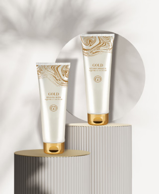 GOLD Professional Vitamin Miracle und Healing Bond auf zwei Podesten – steht für Metamorphyc Salon System.