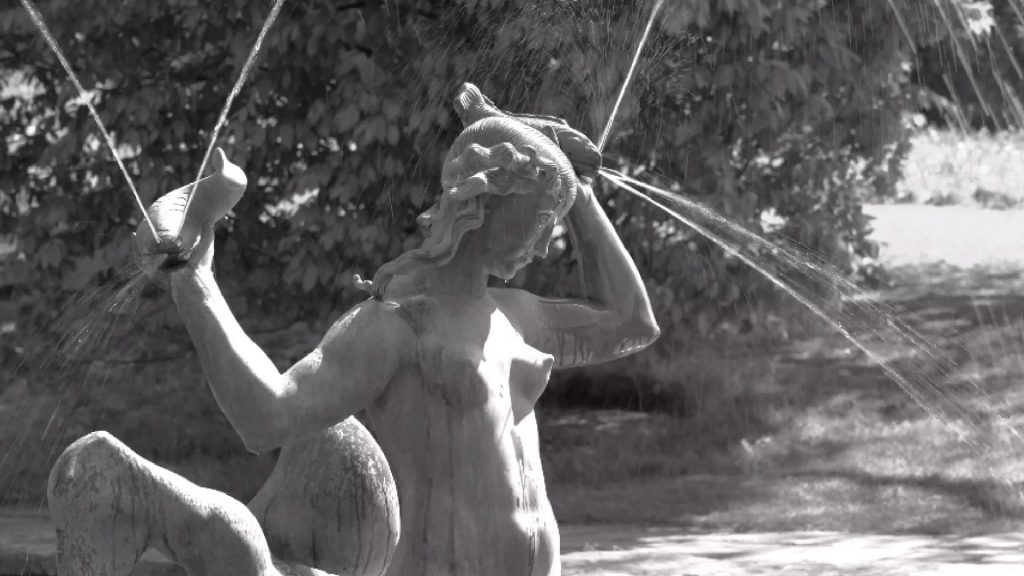 Schwarz-weiß Fotografie einer Statue im Wasser – Lernberger Stafsing Hero Bild.